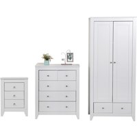 HMD White Wooden Bedroom 3 or 4 Pieces Set - White / 79cm / 50cm / 100kg / Chipboard with melamine paper.