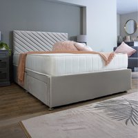 Divan Bed Base with Aspen Headboard - Grey / Superking / 2x Drawers Foot End