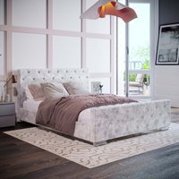 Arabella Fabric Bed - Crushed Velvet Silver / King