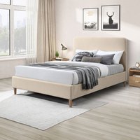 Romy Recycled Fabric Upholstered Double Bed Frame - Cream
