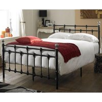 Oxford Vintage Metal Bed with Chrome Spun Finials - Black / King
