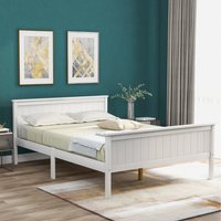 Double Bed Frame with Headboard and Footboard - Ivory