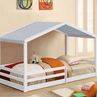 3ft Single Wooden House Style Bed with Tent Option - White / No tent