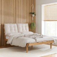 Oak Double Bed Frame White Birlea Pepe Fabric 4FT6 135cm - White / Double