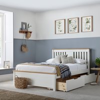 Chester White Wooden Storage Bed - White / Double / 2 Drawers