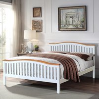 Solid Wooden Curved Bed Frame - White  / King