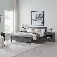 Azure Modern Solid Pine Grey Bed - Grey / Double / Bed Frame Only