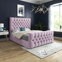 Novara Upholstered Soft Velvet Bed Frame - Pink / Small Single
