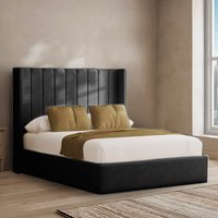 Sapphire Divan Bed with 54" Floor Standing Lined Headboard - Black  / Small Double / No Drawers