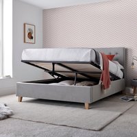 Kingham Grey Velvet Ottoman Bed  Grey  Double | Bed Sava
