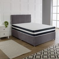 Divan Reinforced Bed Base Set with 20" Headboard - Charcoal Grey  / 150cm / King / 4x Drawers