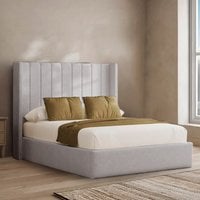 Sapphire Divan Bed with 54" Floor Standing Lined Headboard - Grey / Superking / 2x Drawers Foot End