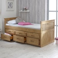 Captains Single Guest Bed with Underbed Storage   - Wax