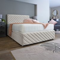 Divan Bed Base with Tokyo Headboard and Footboard - Cream / Super King / No Drawers