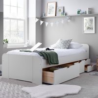 Troy White Wooden 4 Drawer Storage Bed - White
