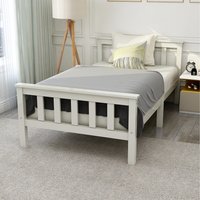 Solid Pine Wooden Bed Frame - White / Single