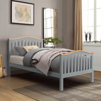 Solid Wooden Curved Bed Frame - Grey / Single
