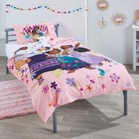 Children's Silver Metal Single Bed with Encanto Single Bedding Set - Grey