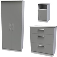 Contrast Ready Assembled 3 Piece Bedroom Set - Dust Grey / White / Matt Finsih