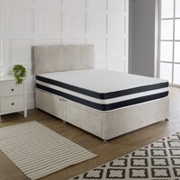 Divan Reinforced Bed Base Set with 20" Headboard - Cream / 200cm / Superking / 4x Drawers