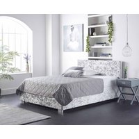 Aspire Side Opening Ottoman Storage Bed - Silver crushed velvet fabric / 215cm / King