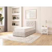 Olivier Distressed Velvet Fabric Ottoman Storage Bed - Platinum / Single