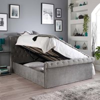 Aspire Chesterfield Ottoman Bed Grey - Light Grey Brushed Velvet Fabric / King