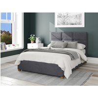 Caine Plush Velvet Ottoman Storage Bed - Steel / King