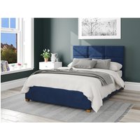 Caine Plush Velvet Ottoman Storage Bed - Navy / Double