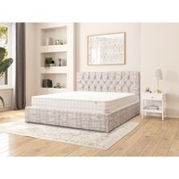 Olivier Distressed Velvet Fabric Ottoman Storage Bed - Platinum / Superking