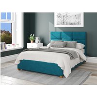 Caine Plush Velvet Ottoman Storage Bed - Teal / Superking