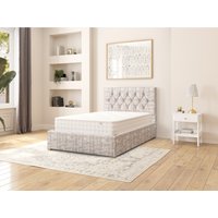 Olivier Distressed Velvet Fabric Ottoman Storage Bed - Platinum / Small Double
