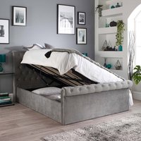 Aspire Chesterfield Ottoman Bed Grey - Light Grey Brushed Velvet Fabric / Double