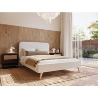 Twilight Boucle Fabric Bed Cream - Cream / Double