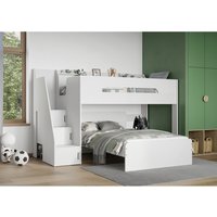 Stepaside L Shaped Triple Bunk Bed - White