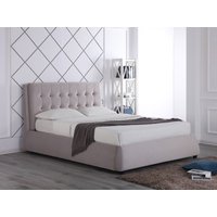 Caputo Velvet Ottoman Bed - Beige / King