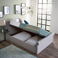 Ottoman Storage Bed Side Lift Sleigh Bed - Grey / King / Yes