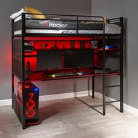 Battlebunk Gaming High Sleeper Bed with Desk - Black