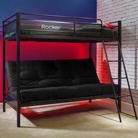 Stronghold Gaming Triple Bunk Bed and Futon Cushion - Black