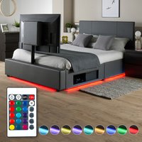 XR Living Ava Upholstered TV Bed with LED Lighting - Grey / King