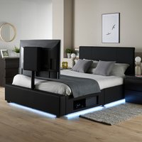 XR Living Ava Upholstered TV Bed with LED Lighting - Black / Single