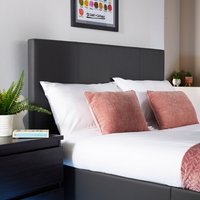 XR Living Ava Upholstered TV Bed with LED Lighting - Grey / Small Double