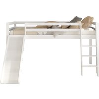 Childrens Slide Mid Sleeper with 3FT Single Mattress  White | Bed Sava