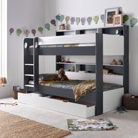 Olly Grey And White Storage Bunk Bed - Grey / With Drawer / Bunk Bed and Pocket Mattresses