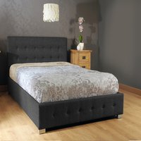 Black Fabric Ottoman Storage Gaslift Bedframe - Black / King