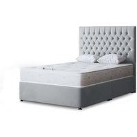Seraphine Chesterfield Divan Bed with Headboard - Silver / Double