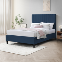 Aster Velvet Bed Frame - Midnight Blue / Double