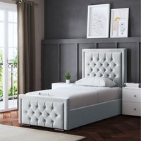 Allegra Upholstered Bed with Headboard  SILVER  Small Single | Bed Sava
