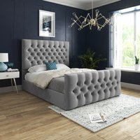 Novara Upholstered Soft Velvet Bed Frame - Grey / King