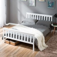 Solid Pine Bed Frame - White / Double